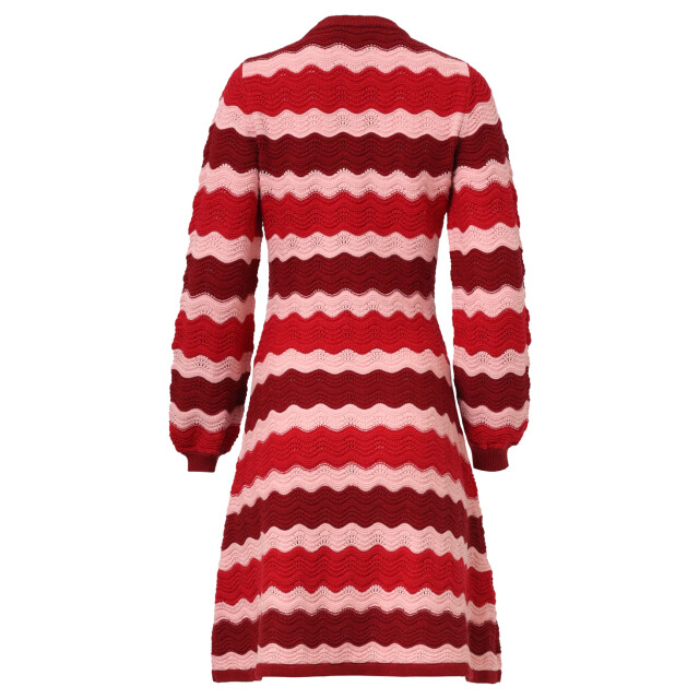 Smashed Lemon Damesgebreide jurk zand met golfpatroon pof... | 25527-450-420 large
