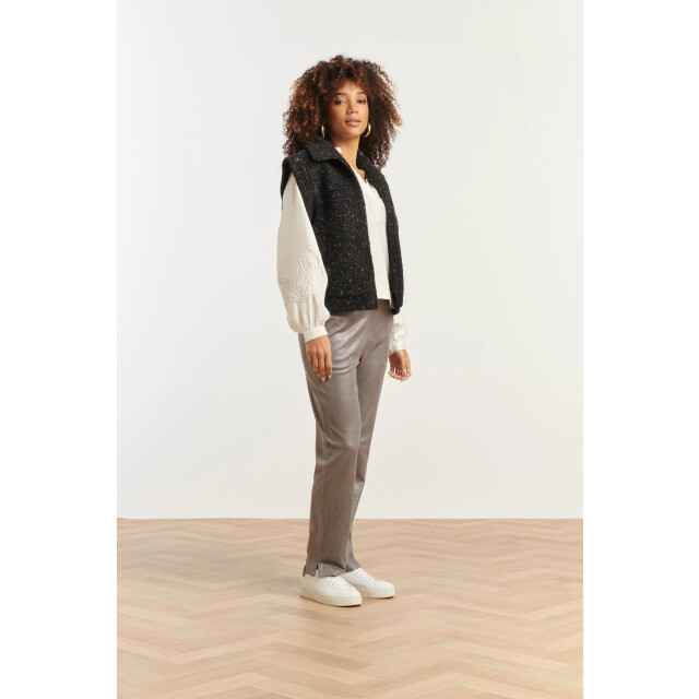 Smashed Lemon Damesbouclé gilet met kraag | 25551-999-4XL large
