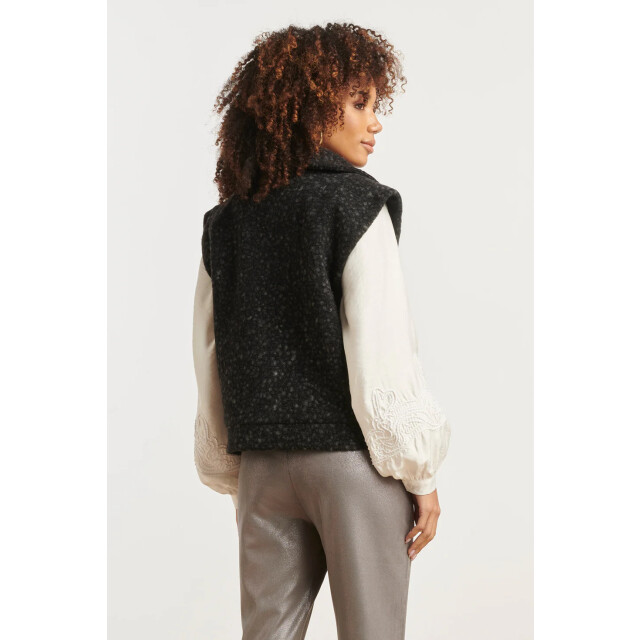 Smashed Lemon Damesbouclé gilet met kraag | 25551-999-4XL large