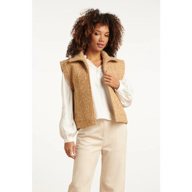 Smashed Lemon Damesbouclé gilet met kraag | 25551-735-4XL large