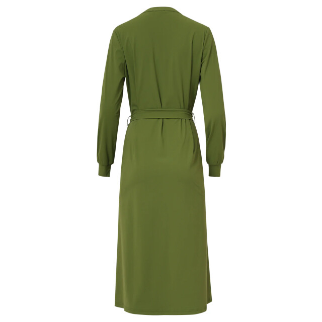 Smashed Lemon Damesgroene travelkwaliteit midi jurk | 25657-550-L large