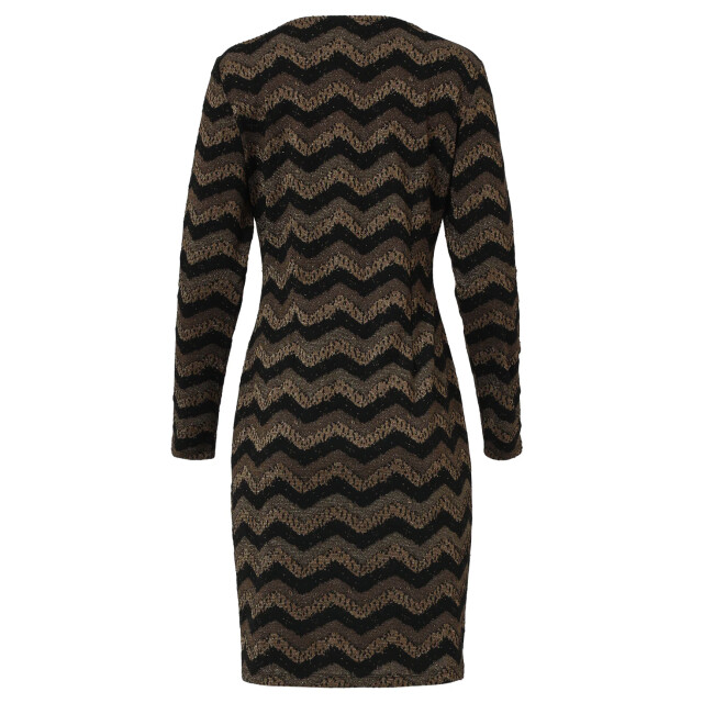 Smashed Lemon Zig-zag jurk met zwart en goud lurex | 25675-999-025 large