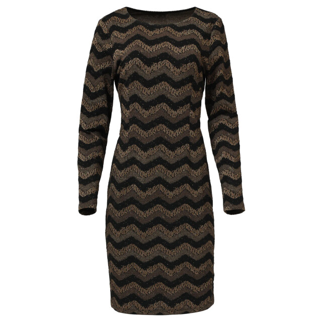 Smashed Lemon Zig-zag jurk met zwart en goud lurex | 25675-999-025 large