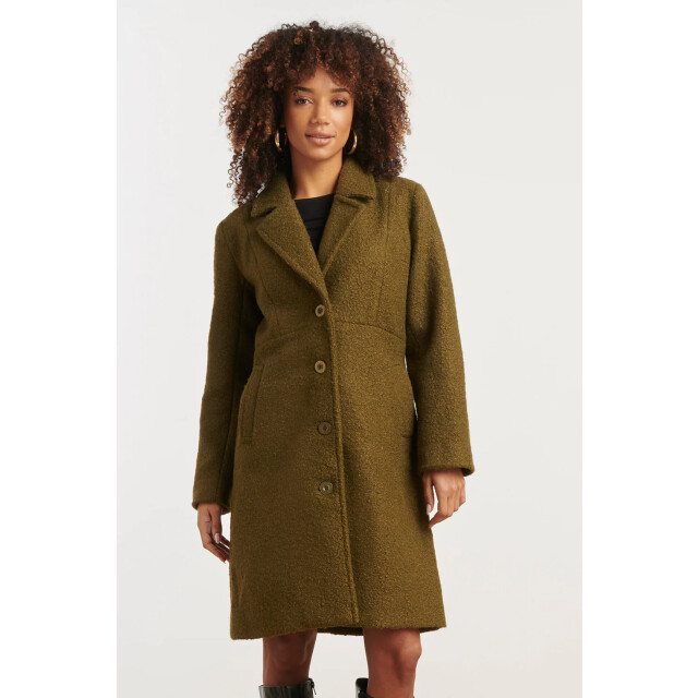 Smashed Lemon Bouclé jas met parelmoerknopen | 25554-550-XS large