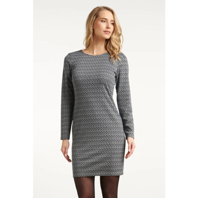 Smashed Lemon Navy en witte geometrische jurk | 25641-009-XXL large