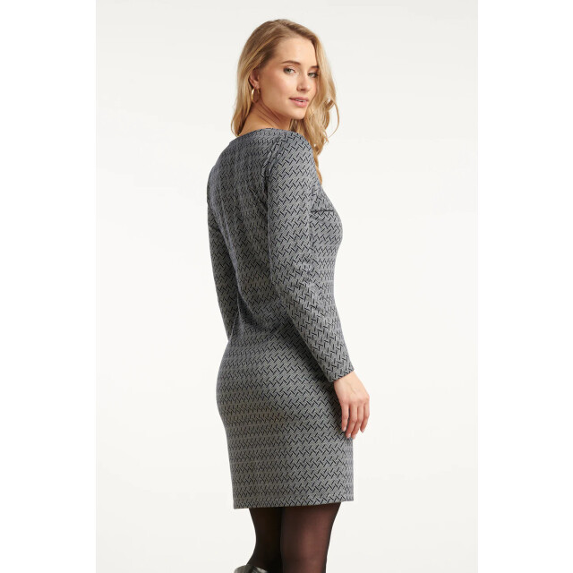 Smashed Lemon Navy en witte geometrische jurk | 25641-009-XXL large