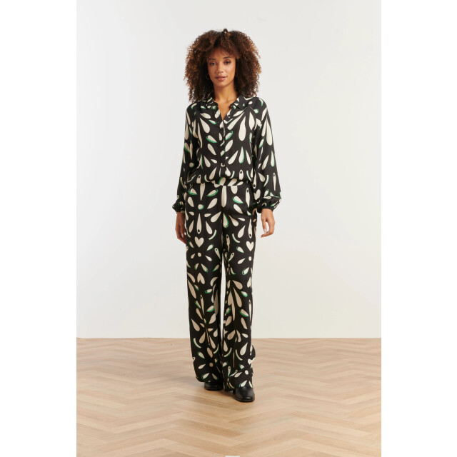 Smashed Lemon Ornament geprint broek in zwart off white en groen details | 25595-999-998 large