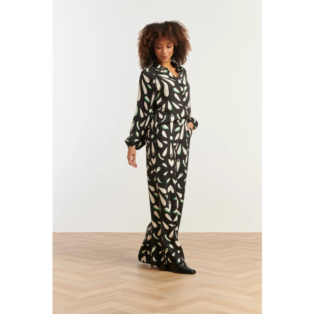 Smashed Lemon Ornament geprint broek in zwart off white en groen details | 25595-999-998 large