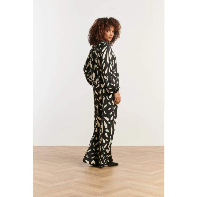 Smashed Lemon Ornament geprint broek in zwart off white en groen details | 25595-999-998 large