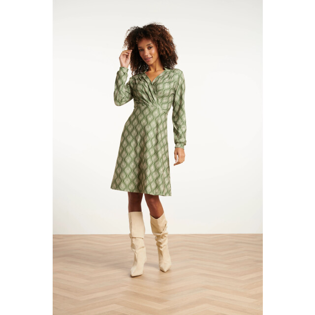 Smashed Lemon Army en off-white blad geprint jurk in stretchstof | 25726-550-010 large