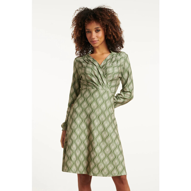 Smashed Lemon Army en off-white blad geprint jurk in stretchstof | 25726-550-010 large