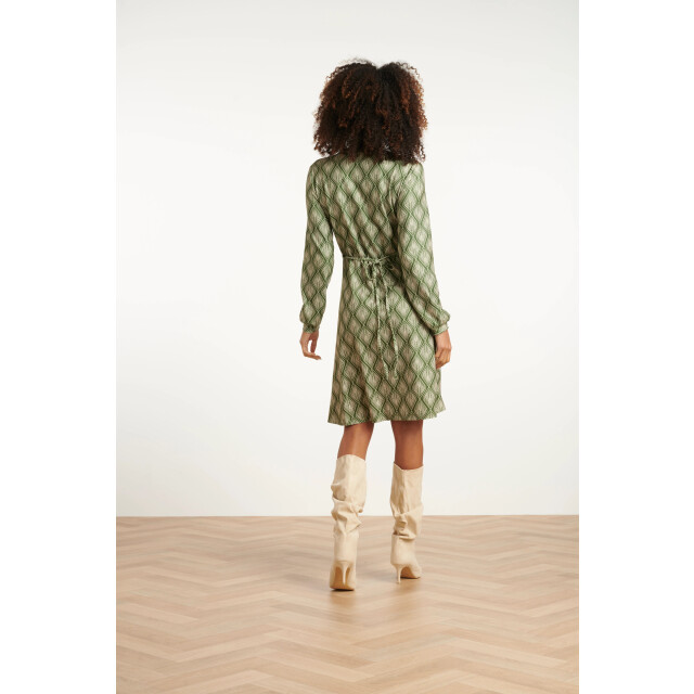 Smashed Lemon Army en off-white blad geprint jurk in stretchstof | 25726-550-010 large
