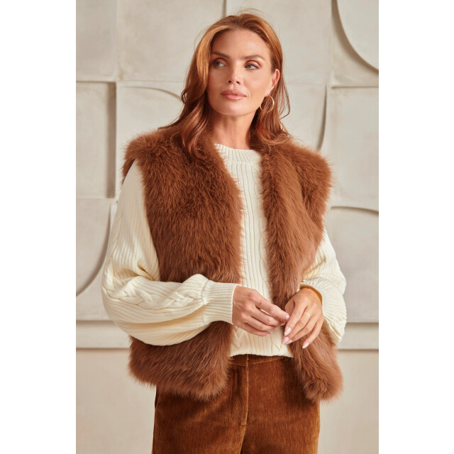 Smashed Lemon Bruin faux fur gilet | 25621-775-4XL large