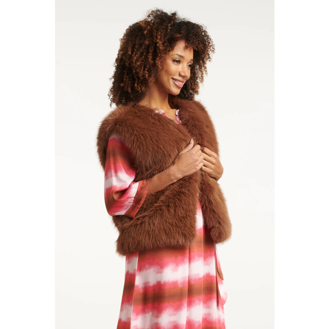 Smashed Lemon Bruin faux fur gilet | 25621-775-4XL large
