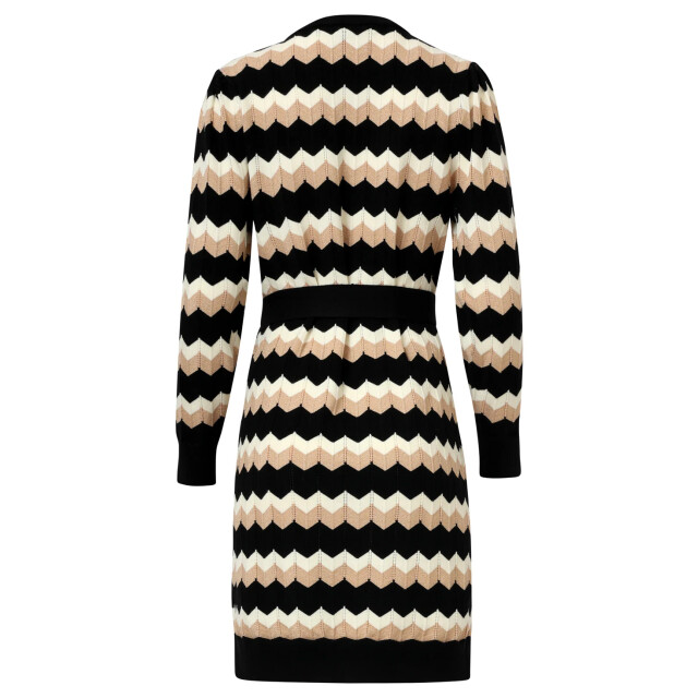 Smashed Lemon Zwart en zand gebreide zigzag jurk | 25521-999-720 large