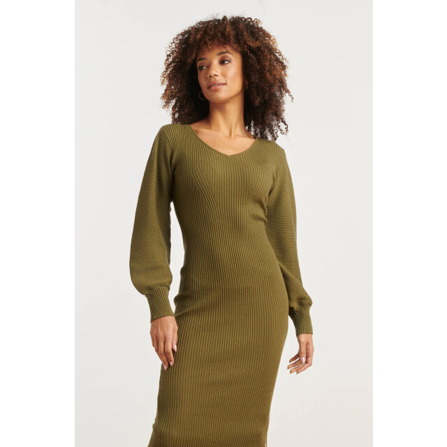 Smashed Lemon Dameslurex gebreide midi jurk | 25520-550-XS large