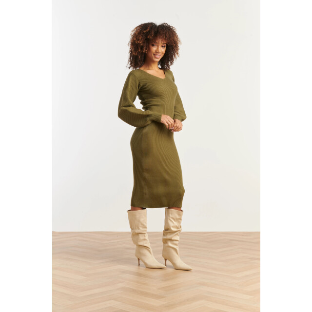 Smashed Lemon Dameslurex gebreide midi jurk | 25520-550-XS large