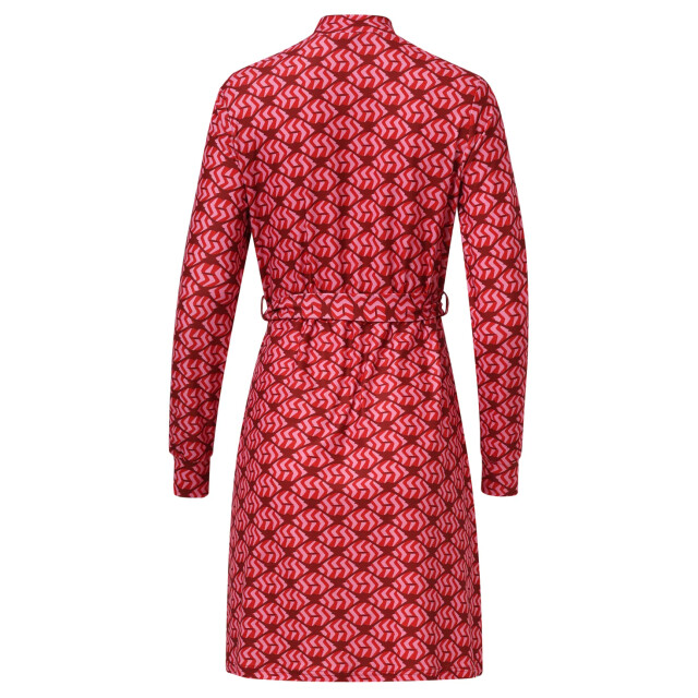 Smashed Lemon Stretchstof lippenprint jurk in rood en roze | 25590-450-420 large