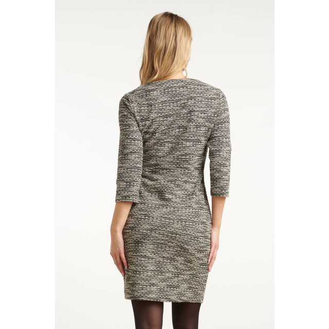 Smashed Lemon Zwart wit tweed jurk | 25608-009-XL large