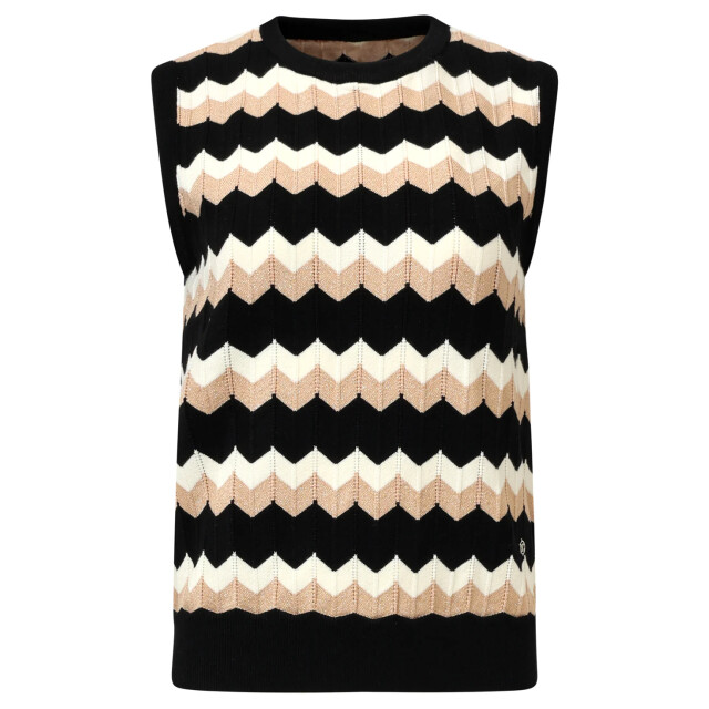 Smashed Lemon Zigzag top in zwarten zand – mouwloze gebreide spencer | 25525-999-720 large