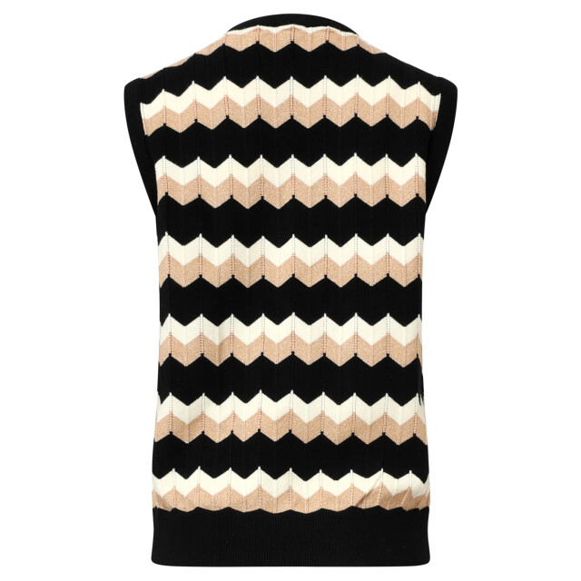 Smashed Lemon Zigzag top in zwarten zand – mouwloze gebreide spencer | 25525-999-720 large
