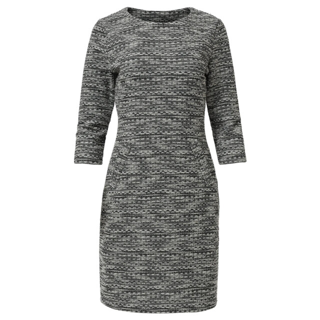 Smashed Lemon Zwart wit tweed jurk | 25608-009-XL large