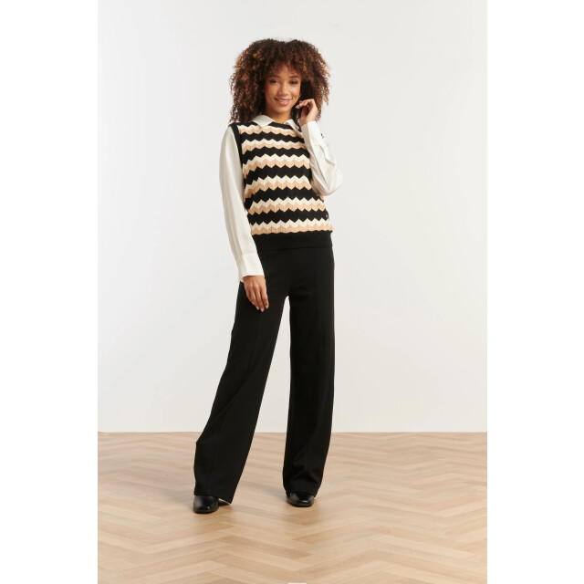 Smashed Lemon Zigzag top in zwarten zand – mouwloze gebreide spencer | 25525-999-720 large