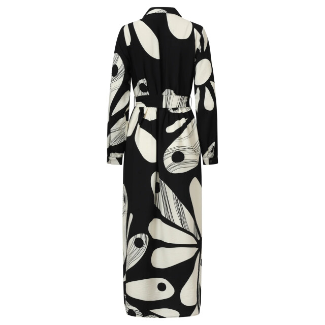 Smashed Lemon Maxi jurk met graffische bloemenprint in zwart en off-white | 25594-999-010 large