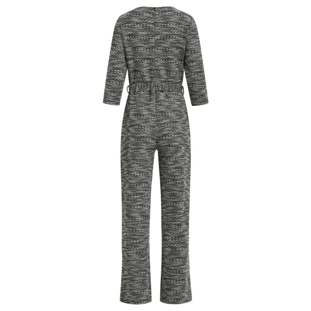 Smashed Lemon Jumpsuit met wijde pijpen en tweedlook stof zwart en wit | 25605-009-XS large