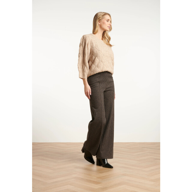 Smashed Lemon Zwart en zand houndstooth broek | 25639-999-720 large