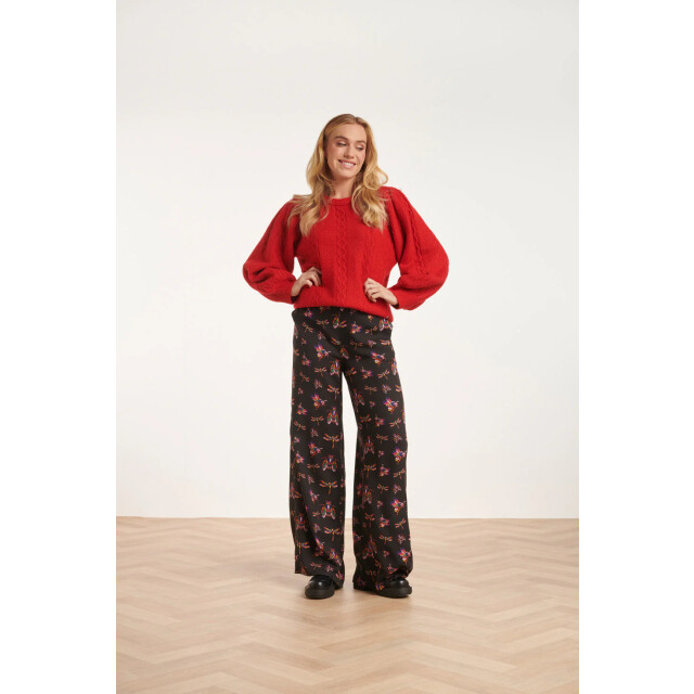 Smashed Lemon 24505 e wijde broek met vrolijke insectenprint | 24505-999-998 large