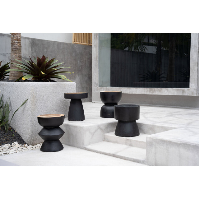 Bazar Bizar The kulun stool black natural JACI017BN large