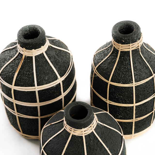 Bazar Bizar The whoopy vase black natural l JABR090BN-L large