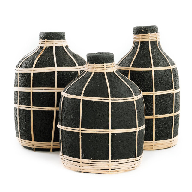 Bazar Bizar The whoopy vase black natural l JABR090BN-L large