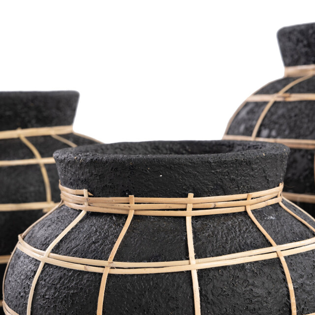 Bazar Bizar The belly vase black natural s JABR087BN-S large