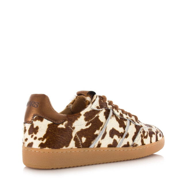 DWRS Label Poona cow hair on cognac wit lage sneakers dames DWRS label POONA cow hair on cognac wit large