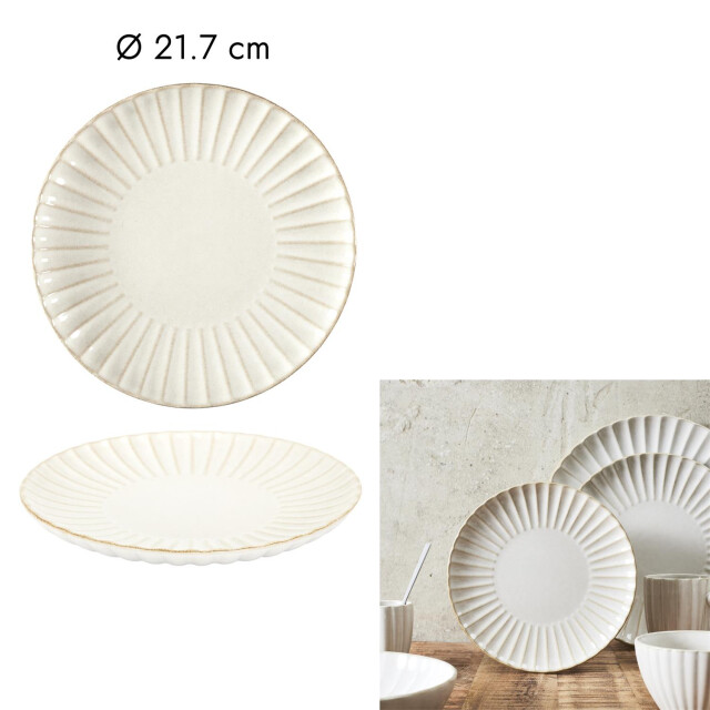 Home Deco Factory Servies 6 persoons 18-delig vlora stoneware aardwerk creme 3047602 large
