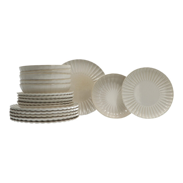 Home Deco Factory Servies 6 persoons 18-delig vlora stoneware aardwerk creme 3047602 large