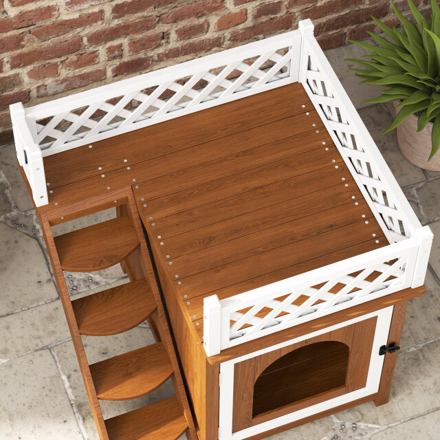 4goodz Kattenhok met dakterras 67,5x63x68,5cm bruin 3252712 large