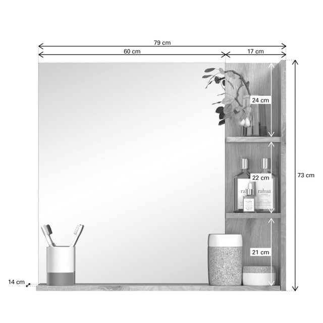 Furnilux Mason mirror nox oak nb 3252054 large