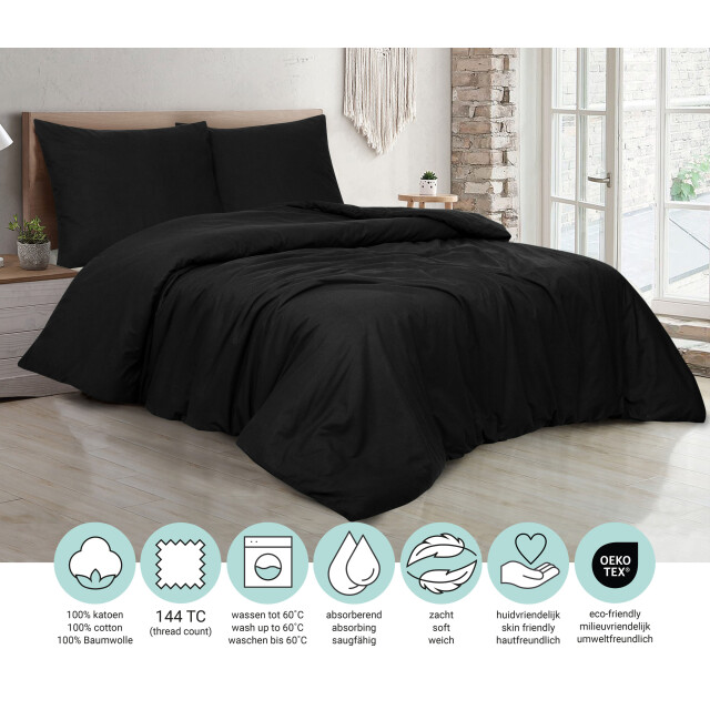 DoubleDry Dekbedovertrek 100% natuurlijk katoen lits jumeaux 240x200/220 cm + 2826088 large