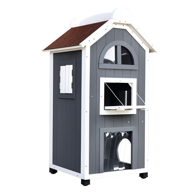 4goodz Kattenvilla 2 verdiepingen 59x55x109 cm - 3252701 large