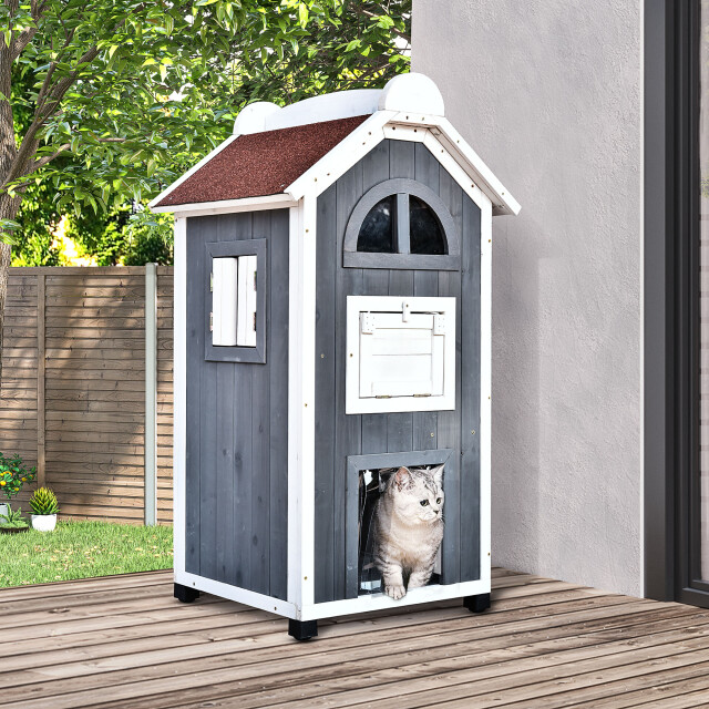 4goodz Kattenvilla 2 verdiepingen 59x55x109 cm - 3252701 large