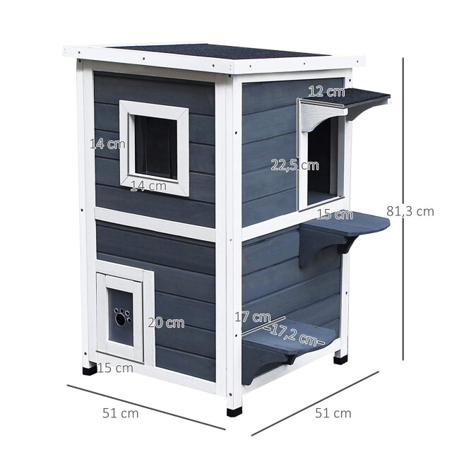 4goodz Kattenvilla 2 verdiepingen 51x51x81 cm - 3252700 large