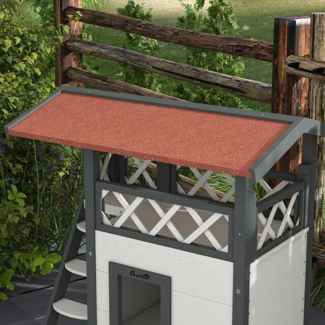 4goodz Kattenhuis 2 laags 77x50x73cm wit/rood 3252704 large