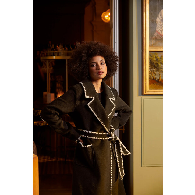 Smashed Lemon Lange jas met contraststiksel | 25547-999-4XL large