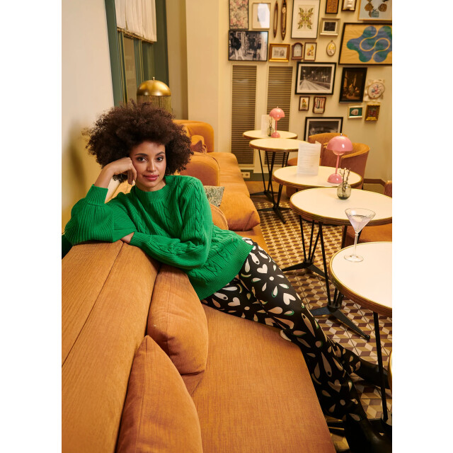 Smashed Lemon Ornament geprint broek in zwart off white en groen details | 25595-999-998 large