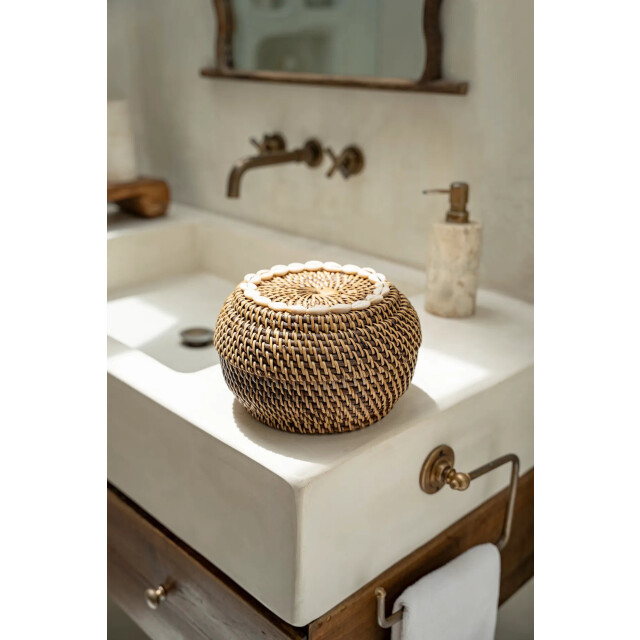 Bazar Bizar The colonial peek-a-boo basket natural brown s BAGE014NBr-S large