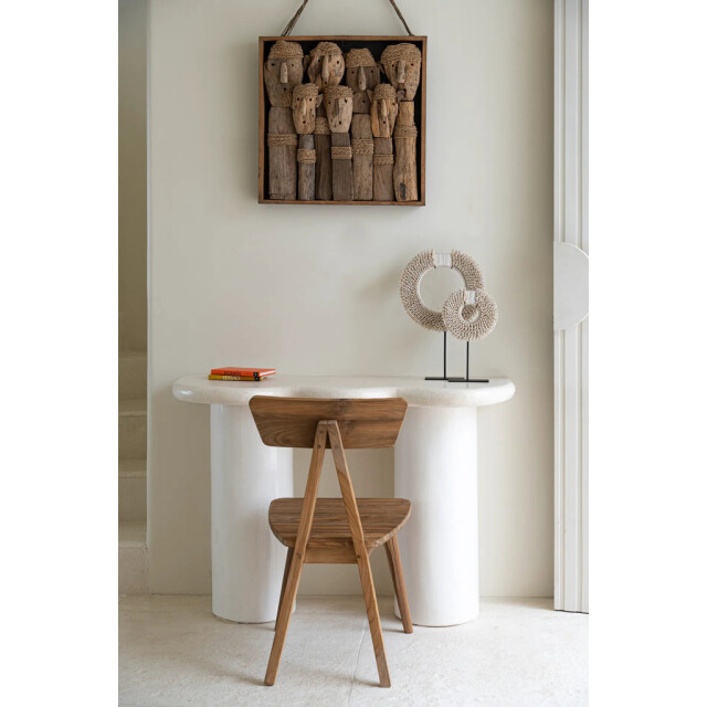 Bazar Bizar The papua shell disc on stand white m BA173W-M large