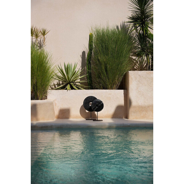 Bazar Bizar The marble disc on stand black m BA191B-M large